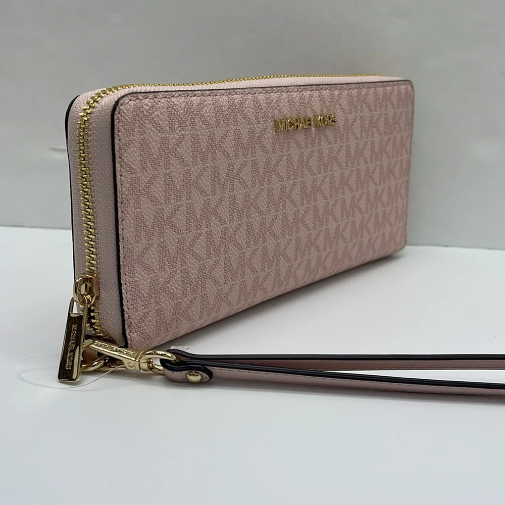 MICHAEL KORS Jet Set Travel Lg Signature Logo Continental Wristlet Phone Holder - Picture 12 of 16